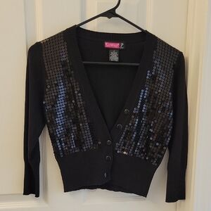 Savvy Black Sequin Cardigan